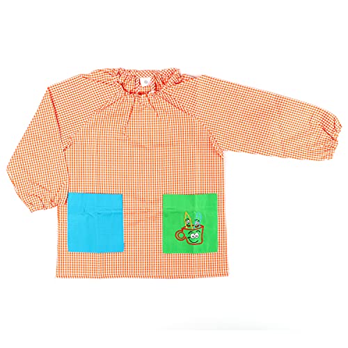 Etrexonline Blouse scolaire sans boutons pour enfant Élastique au niveau des poignets et du cou, orange, 1-2 ans Cover