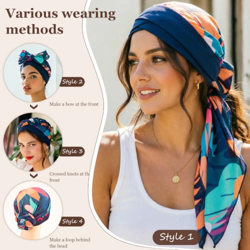 Image of DRESHOW Turban Headwrap for Women Long Hair Head Scarf Headwraps Chemo Headwear Lightweight Hair Loss Covering Hat