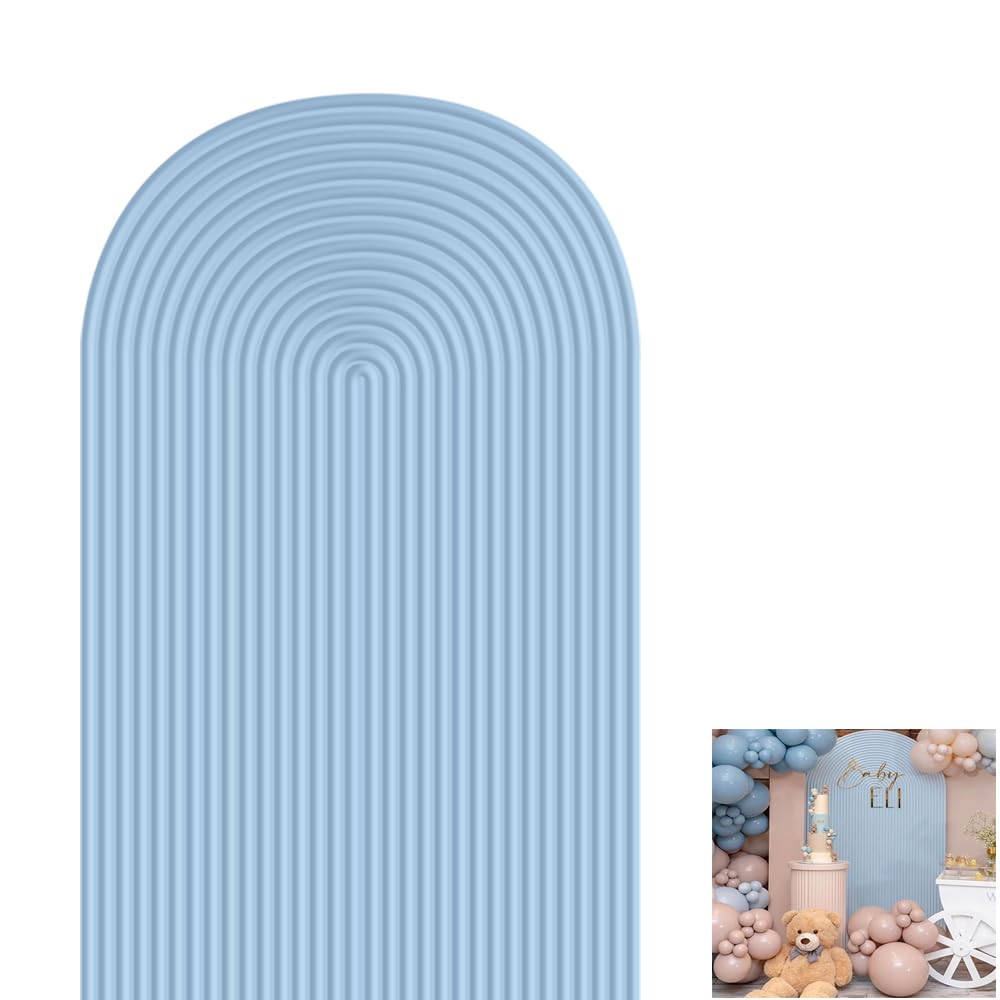 2D Printed Ripples Party Arch Covers Arched Backdrop Cover Stretchy Cover for Party Decoration Round Top Frame Spandex Cover (Sky Blue446,7.2x4ft)