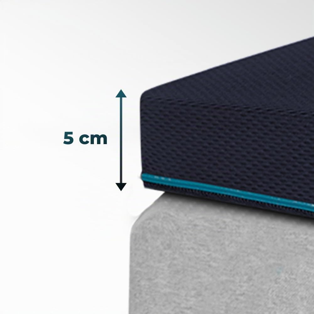 Cecotec Topper Viscoelástico Flow TopSerenity 90x190. Cubrecolchón Sobrecolchón. Viscoelástica 100% de 5 cm de Altura, 4 Correas Elásticas Antideslizantes, Funda Exterior con Cremallera