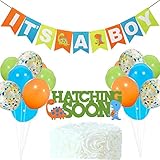 Dinosaur Baby Shower It's A Boy Dinosaur Banner Hatching Soon Cake Topper Dinosaur Balloons Rex...