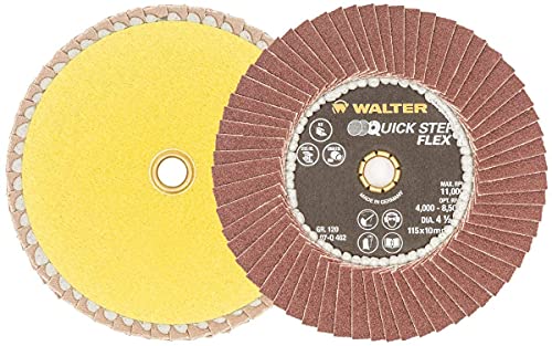 Walter07Q462 QuickStep Metal Finishing Flap Disc Pack of 10 4.5in, Flap Disc