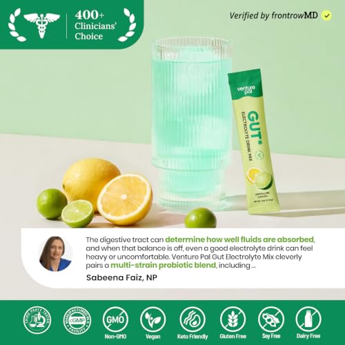 Image of Venture Pal Sugar Free Hydration Packets + Gut Health Electrolytes Powder | Liquid Daily IV with 7 Electrolytes, 5 Vitamins, Probiotics & Fiber for Dehydration Relief and Gut Health Support