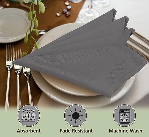 Image of Ruvanti Cloth Napkins Set of 6, 18x18 Inches Napkins Cloth Washable, Soft, Durable, Absorbent, Cotton Blend. Table Dinner Napkins Cloth for Hotel, Lunch, Restaurant, Wedding Parties - Charcoal Grey