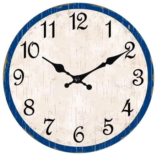 Image of CHYLIN White Wall Clocks Battery Operated 8 Inch | Easy To Read Vintage Clock Decorative for Kitchen Bedroom Office Bathroom