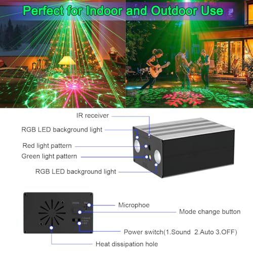 Spooboola EMS-05 Party Lights,Disco Dj Lights Strobe Light Rave Stage Light Projector Effect Club Light Sound Activated thumb #4