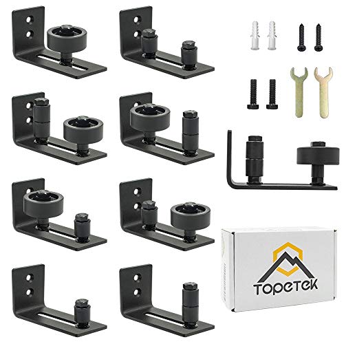 Barn Door Floor Guide Roller - Wall Mount Adjustable Channel Stay Roller with 8 Different Setups Fit for All Sliding Barn Doors, Sits Flush to Floor, Black Powder Coated Bottom Bracket Hardware