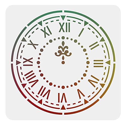 FINGERINSPIRE Plantilla de reloj de 30 x 30 cm, cuadrada, ornamentada, plantilla de pintura de reloj, plantilla reutilizable para decoración del hogar (blanco)