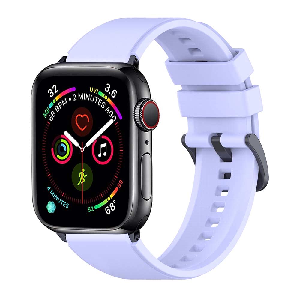 SUNDO Compatible with Apple Watch Band 45mm 44mm 42mm 41mm 40mm 38mm, Soft Silicone Sport Women Men Wristbands Replacement Straps with Classic Clasp for iWatch Series 7 SE 6 5 4 3 2 1