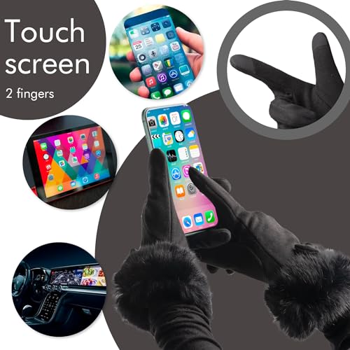 Vagasi Handschuhe Damen Winter Thermo Handschuhe Damen Touchscreen Gloves Warme Winddichte Winterhandschuhe für Geschenk Skifahren Radfahren