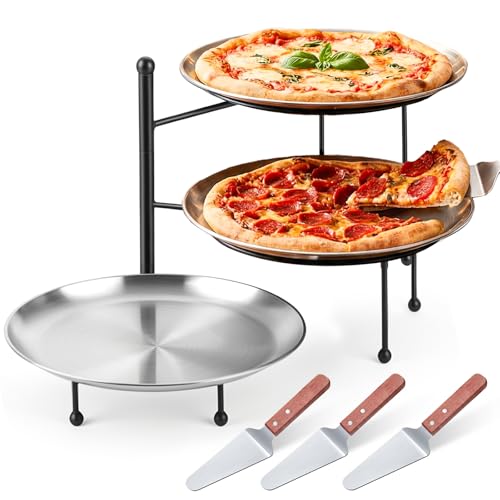 Sukhumvit 3-Tier Pizza Stand for Party Black Metal Pizza Rack (10.2 H)