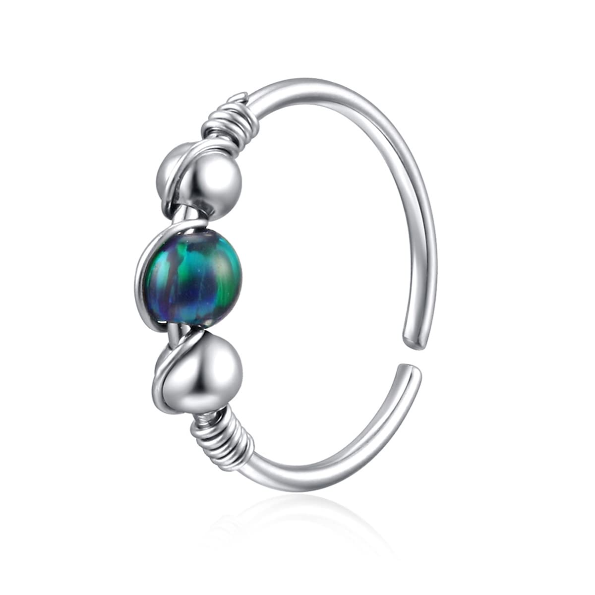 Uni-JNose Rings Hoop 316L Stainless Steel Cartilage Nose Hoop for Women Helix Earring(Green 8mm)