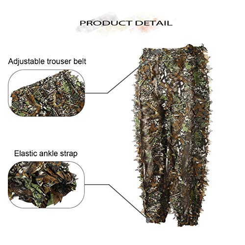 EAmber Ghillie Suit Gilly Hunting Suits Pants 3D Leaf Camo Camouflage Coveralls Youth Adult Lightweight Clothes - Image 5