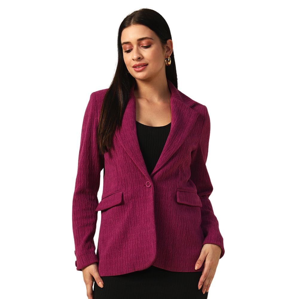 beatnik Women Regular Purple Single-Breasted Blazer-picture-12