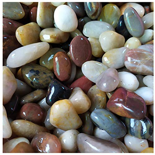 lifetop 1lb Pebbles Natural Gravel, Small Mixed Color Unpolished River Rocks,Decorative Stones for A