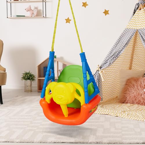 3 in 1 Toddler Swing Play Set Indoor/Outdoor Home Kid Swing with Shelf Baby Hanging Seat for Backyard Home Park,Clear Instructions,Easy to Assemble and Store