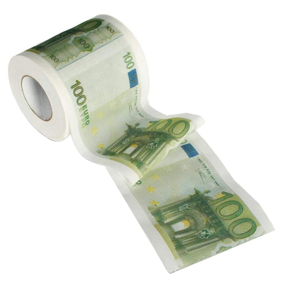 SENRN Toilet Paper Roll 100 Euro Pattern Tissue 3 Layers Money Print Toilet Roll for Bathroom