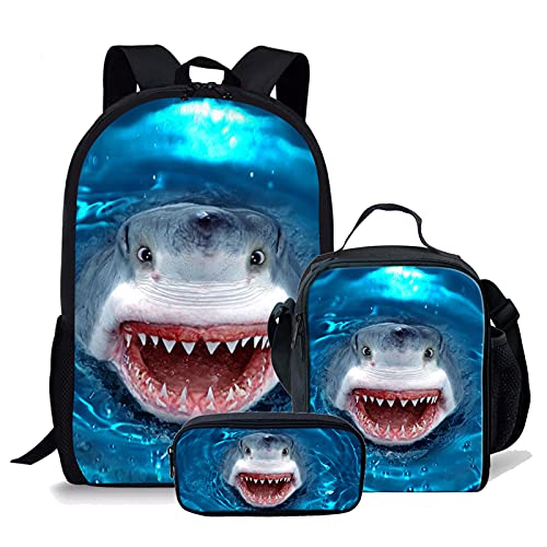 NETILGEN Mochila infantil para la escuela 3 en 1 para niños y adolescentes, bolsa de almuerzo aislada + estuche para lápices, para viajes, camping, senderismo, ciclismo, deportes al aire libre,