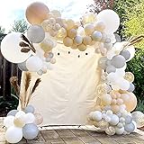 Sweet Baby Co. Neutral Balloon Garland Kit Arch with Matte Sand, Gray, Nude Beige Brown, White, Gold...