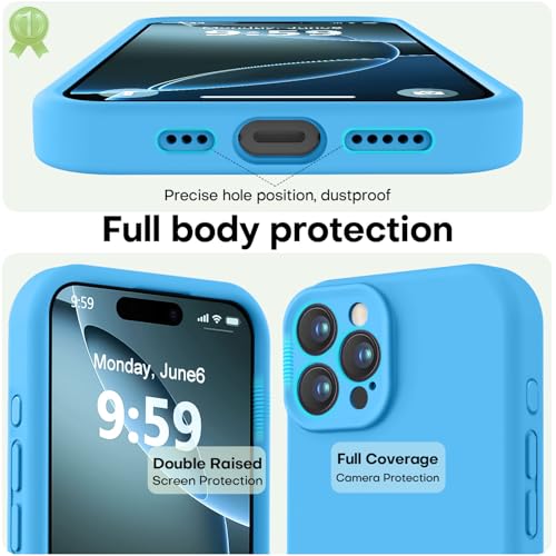 Image of LOVE 3000 Designed for iPhone 16 Pro Max Case, Premium Silicone with [Soft Anti-Scratch Microfiber Lining] Shockproof Protective Phone Case for Men Women Girls 6.9 inch, Blue