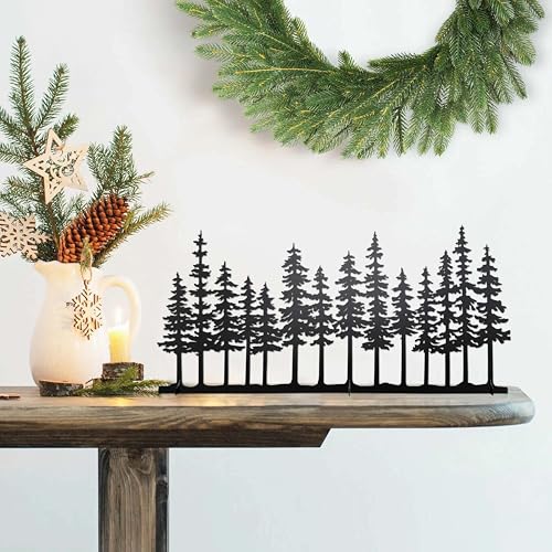 Decoración Mesa Pino Metálico Estilo Rústico Negro