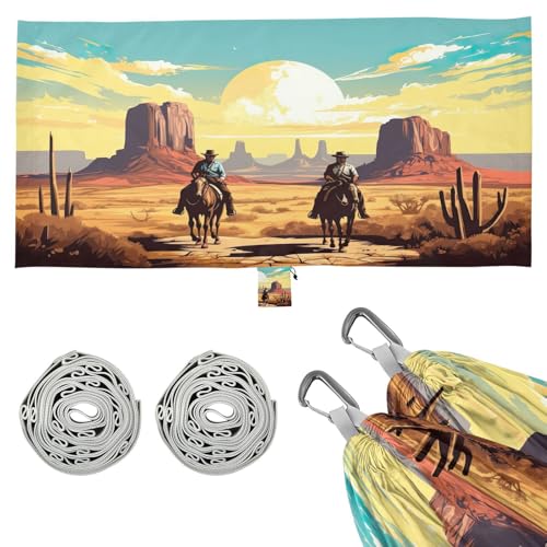 Haskirky Cowboys Camping Hammock, Single Portable Hammocks with Tree Straps & Attached Carry Bag, 330Lbs Capacity Perfect for Outside Indoor Hiking Beach Backpack Travel