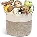 Shu Baby Woven Storage Basket - Large Cotton Rope Basket with Long Handles, Foldable Laundry Hamper, Toy Bin and Decorative Hamper (brown)