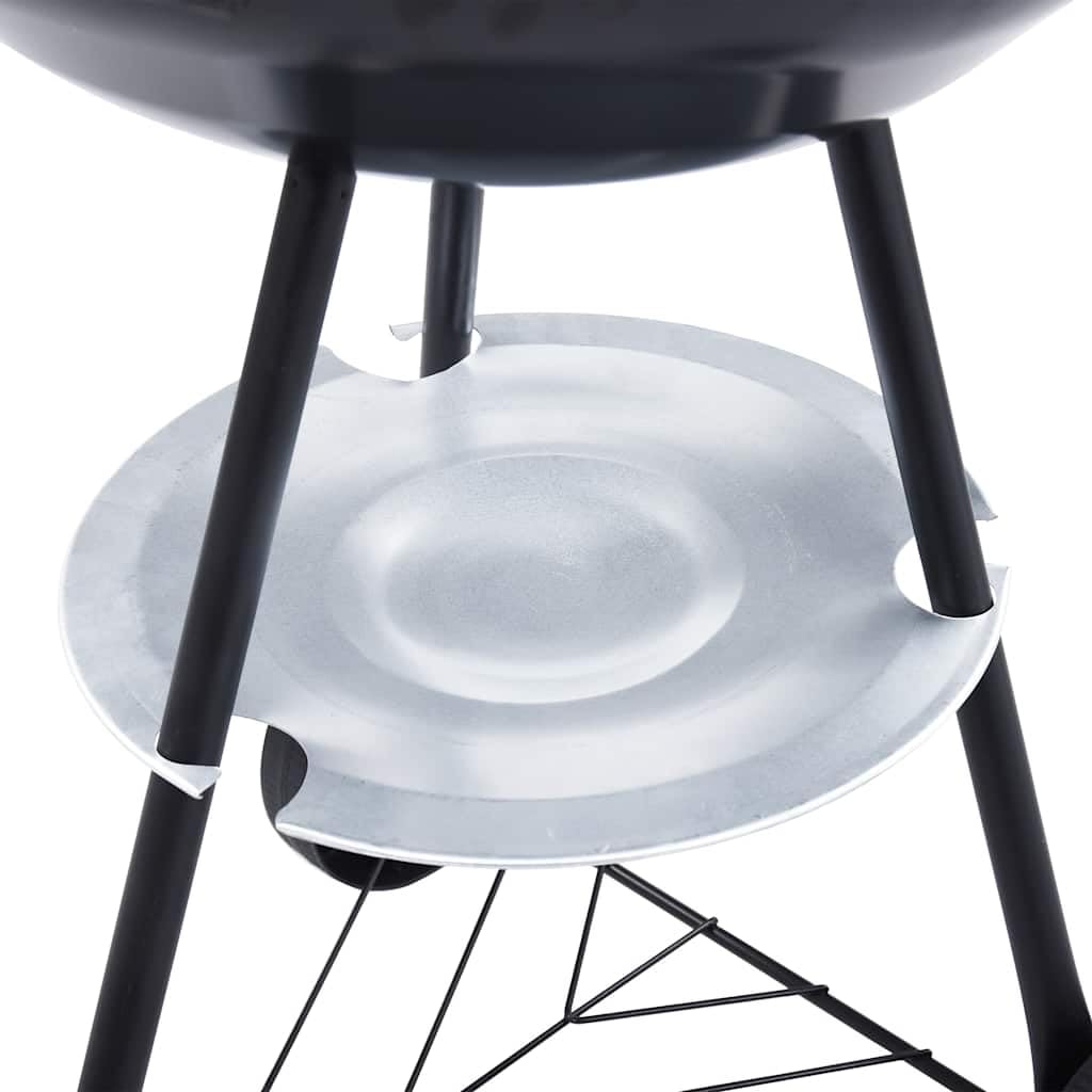 Przenośny grill na węgiel drzewny XXL z kółkami 44 cm, stalowa powłoka elektroforetyczna, duży ruszt do grillowania na taras, balkon, do ogrodu, na kemping, imprezę, do grillowania i smażenia