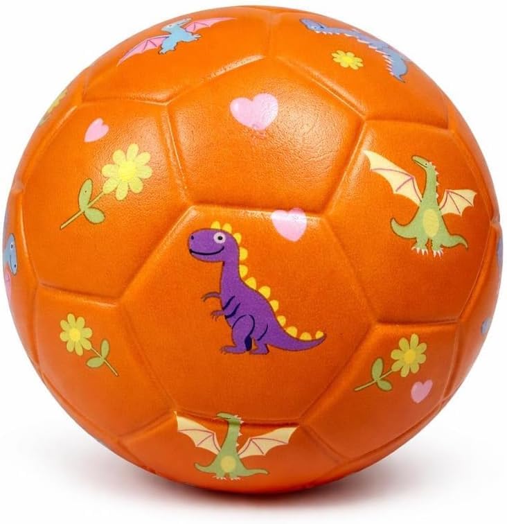 15 cm Animal Face Football – Soft Mini Sports Ball for Kids, Cute Cartoon Animal Design, Indoor/Outdoor Play (Dinosaur Orange Ball)
