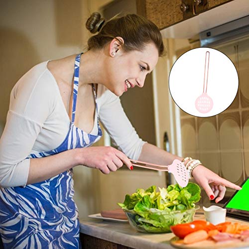 Hemoton Colher de nylon com alça de aço inoxidável, resistente ao calor, antiaderente, cozinha, serv