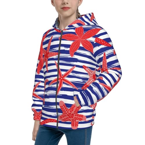 Sea Stars Kid Hoodies Boys Zip Up Sweatshirts Girls Pullover with Pocket