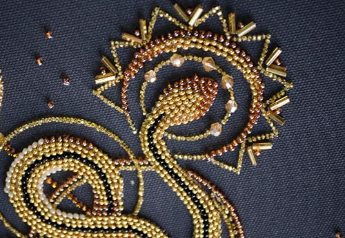 Image of Wizardi Bead Embroidery Kit - Golden Talisman. Colorful Beads, Beading Needles. DIY Kit. Embroidery for Beginners. Home Decor. AB-921 Abris Art