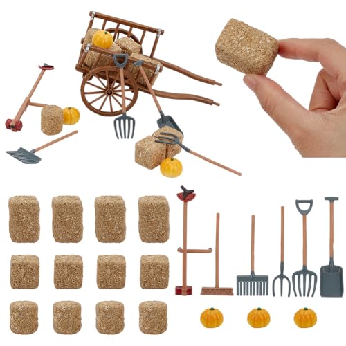 FREEBLOSS Mini Hay Bales Set 12pcs Mini Decorative Hay Bales