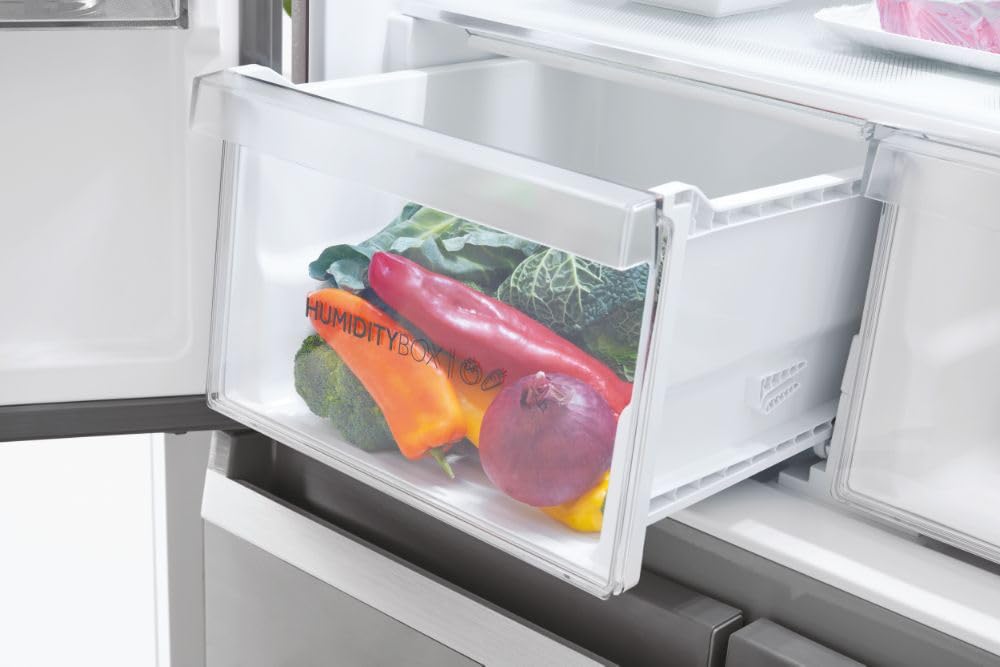 Haier Cube 90 Series 3 HTF-540DGG7 - Frigorífico 4 Puertas, Función Vacaciones, Botellero, Motor Inverter, CajónMy Zone, Cajón Humidity Zone,Total No Frost, 90cm, Capacidad 528L, Inox