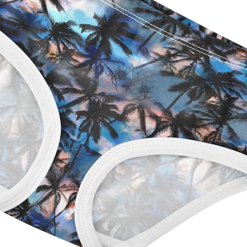 Little Girls' Soft Cotton Underwear Kids Breathable Comfort Dark Palm Trees Silhouettes Panties Briefs Toddler4