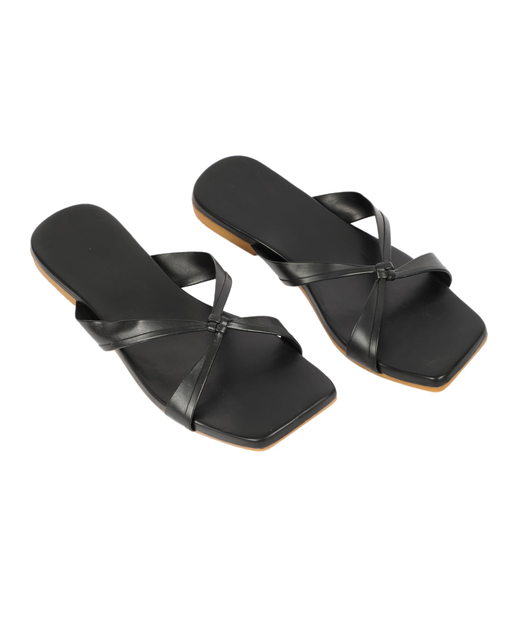 THREEWORLD Womens Stylish Slingback Slide Sandals, Cross Strap Slip-On Open Toe Flats, Brown (Black, 4) (B0D8FZVFNK) Amazon Price History, Amazon Price Tracker