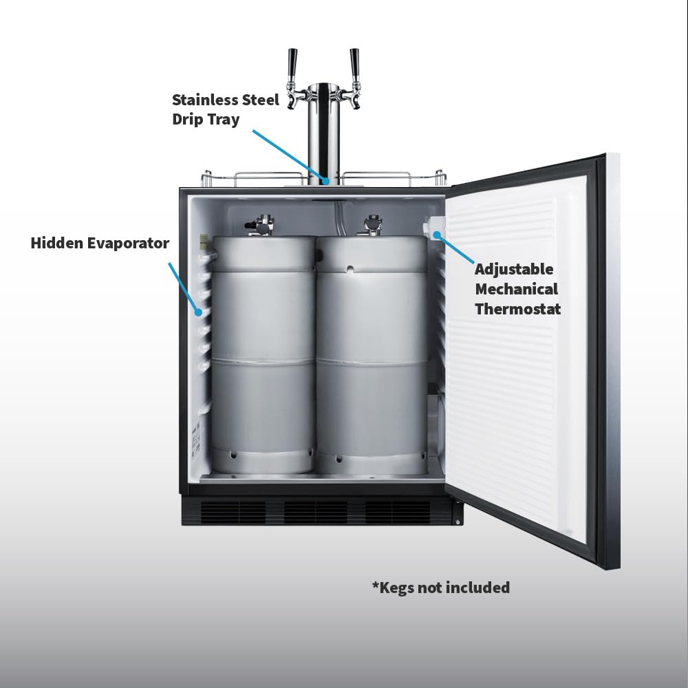 Summit 24" Outdoor Kegerator, Dual Tap Kit, ADA-Compliant, Stainless Steel - SBC54OSBIADA on Fridge.com