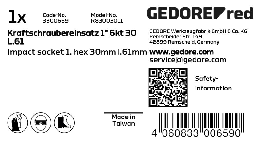 GEDORE Red Impact Socket 1 Inch Hexagonal Short Spanner Width 30 mm, 1 Zoll - Image 2