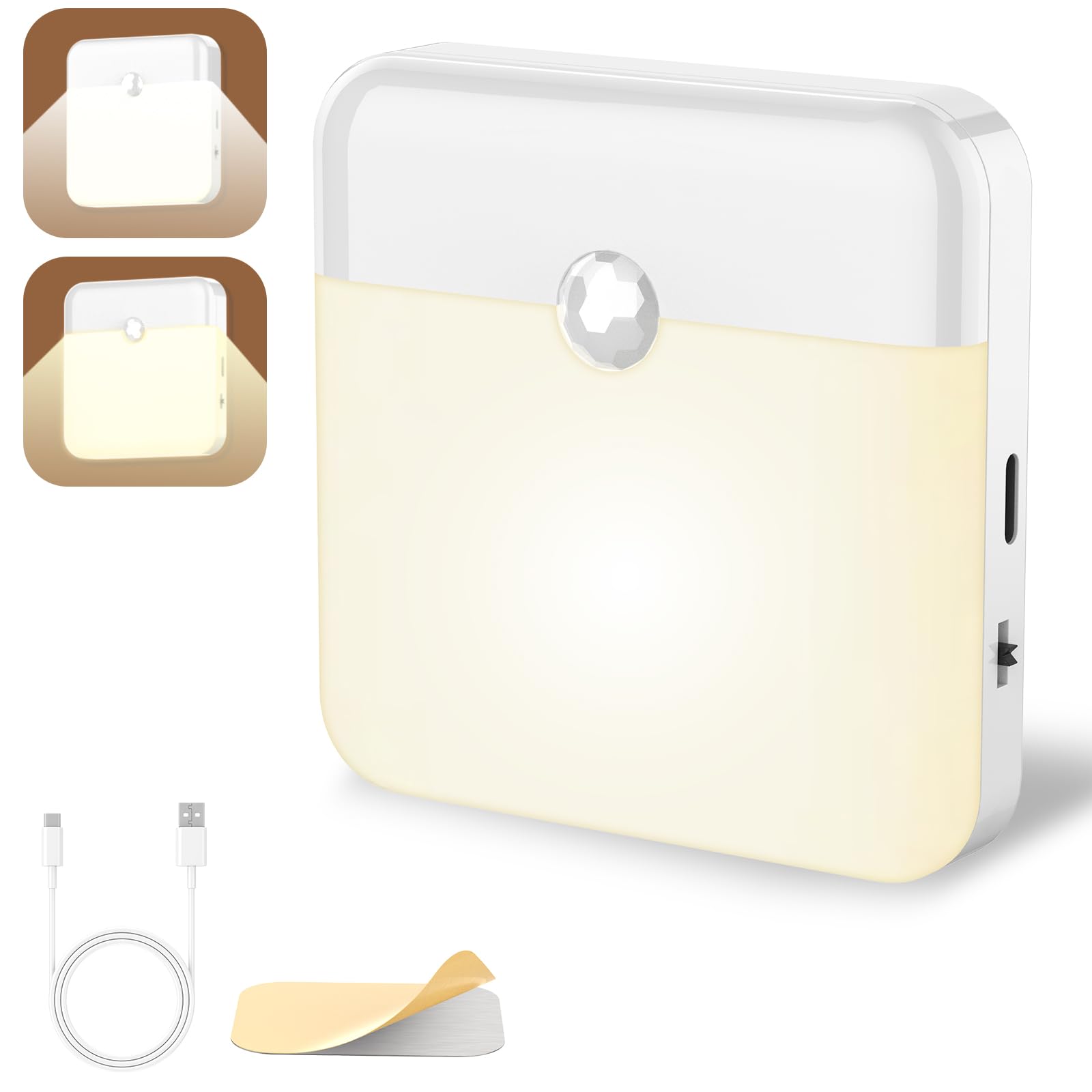 Bigqin Motion Sensor Light Indoor, LED Night Light Warm/Cool White, Stick on Light with Magnetic Strip for Cupboard Wardrobe