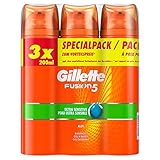 Gillette Fusion 5 Rasiergel Männer, Ultra Sensitive, schützt und kühlt die Haut, 3er Pack (3 x 200 ml)