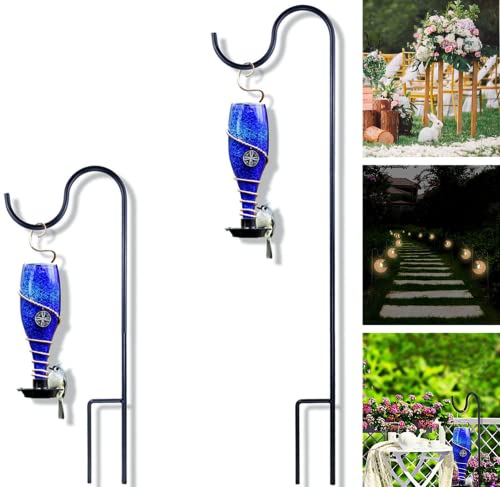 Robuster massiver Schäferhaken, rostbeständig, Premium-Metallhaken, 94 cm, montierter Schäferhaken für Hochzeiten, Vogelhäuschen, Hängepflanzenkörbe, Solarleuchten, Laternen Cover