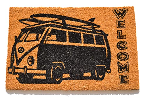 BETTER WITH FRIENDS Negro Felpudo de Fibras Naturales con Base Goma 60cm x 40cm. Furgoneta Camper,...