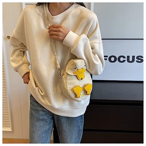Straw Duck Purse 3D Cartoon Shoulder Bag Animal Coin Purse Clutch Wallet for Women Summer3