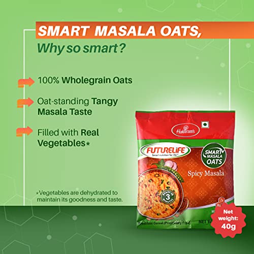 Image of Future Life Smart Spicy Masala Oats | Tasty & Heathy Evening Snack | 100% Whole Grain Oats | Masala Oats | 40 Gms Each - (Pack Of 10)