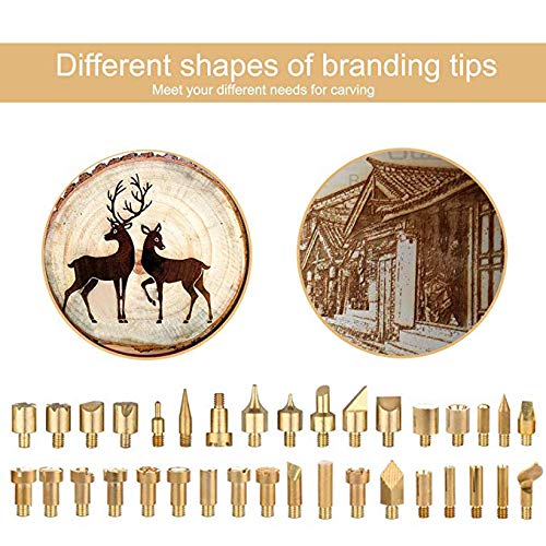60 pcs Wood Burning Tips Set and Stencils, Pyrography Wood Burning Alphabet Numbers Symbols Stamps Set（ Include 54 Assorted Wood Burning/Carving/Embossing & Soldering Tips and 6 Stencils） - Thumbnail 2