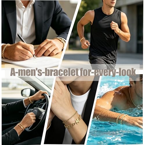 Pulsera para Hombre Cadena Cubana Ajustable Dorada miniatura 4