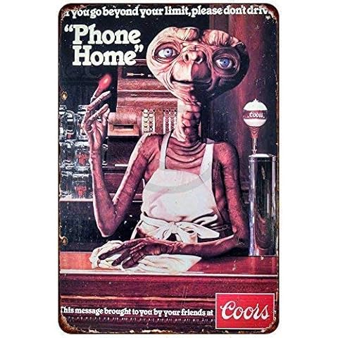 SmartCows Tin Sign E.T. Phone Home Vintage Reproduction Metal Sign 8 x 12 Cover