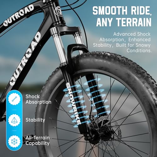26′ Fat Tire Mountain Bike with 4 inch Knobby Tires, 21