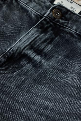 Image of SNITCH Men Casual Jeans | Relaxed Fit Straight Leg Washed Pattern & Drawstring Closure | 100% Cotton Denim Fabric for All Day Comfort & Everyday Wear