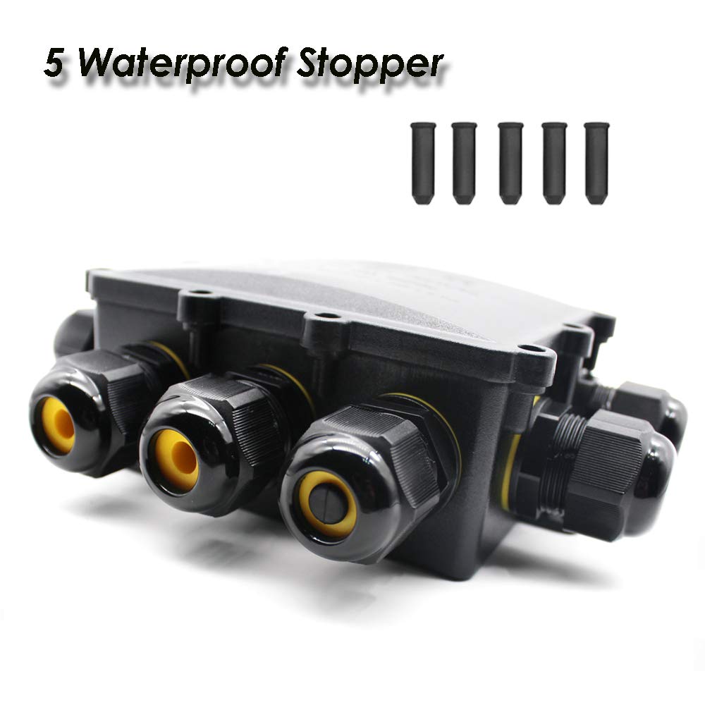Aansluitdoos, aansluitdoos, HUYU 3-weg junction box, IP68 waterdichte verdeeldoos, kabelconnector buiten, elektrische buitenverdelerdoos, aardkabel klemdoos, kabeldiameter 4 mm-14 mm, 3-weg